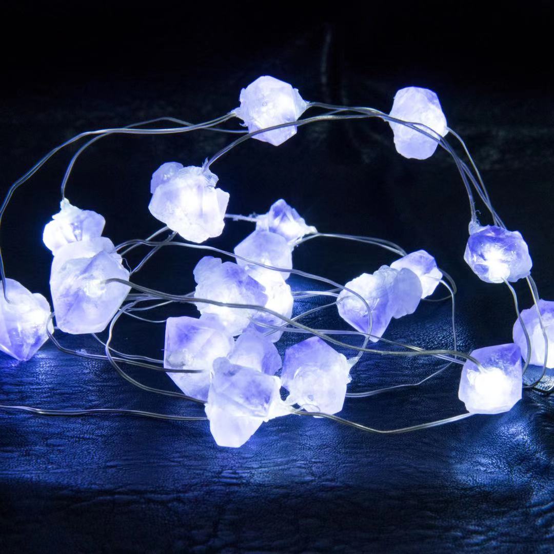 水晶燈飾、聖誕礦燈、礦石燈串、LED水晶礦燈佈置照 crystal light string, Christmas stone lights, LED crystal garland